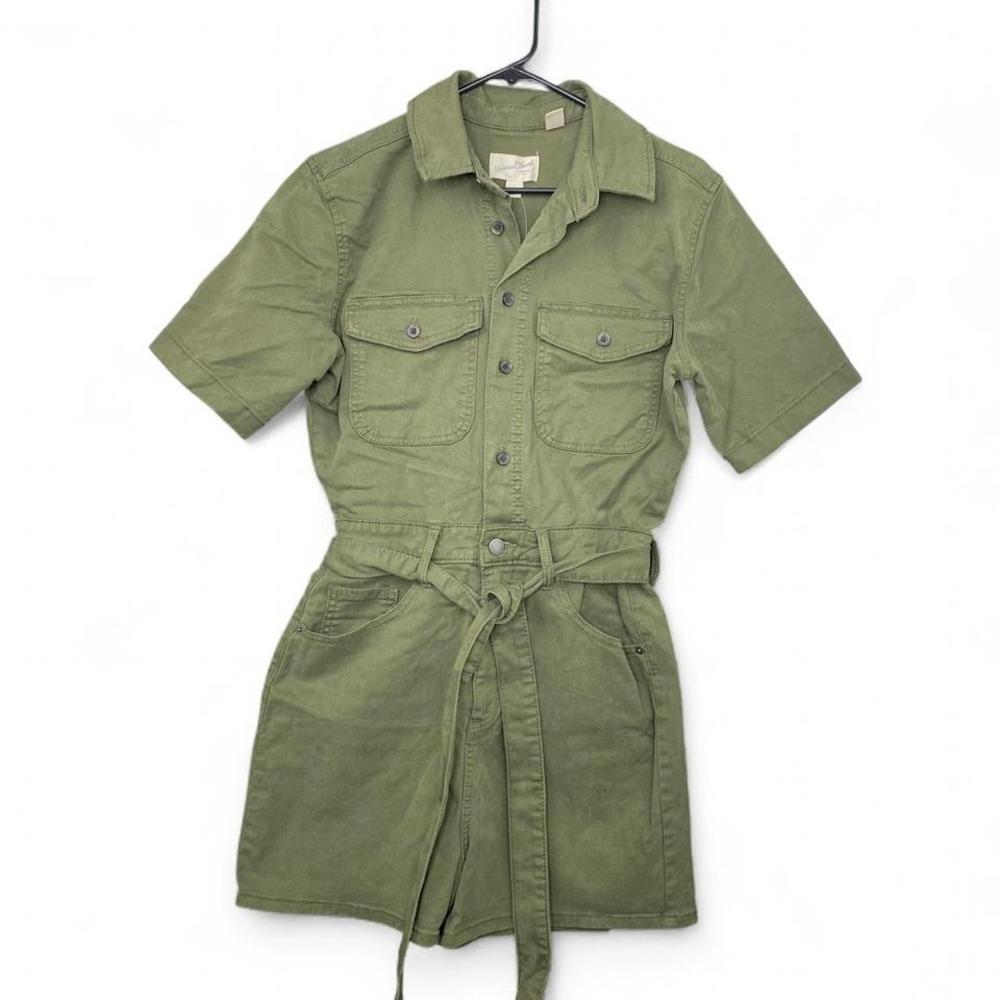 Army‎ green denim romper